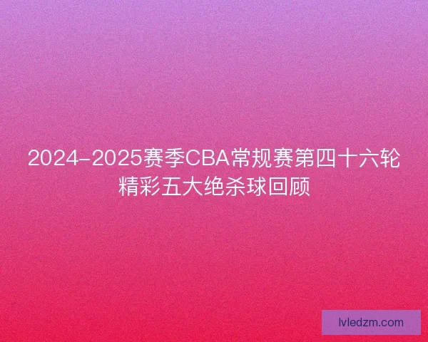 2024-2025赛季CBA常规赛第四十六轮精彩五大绝杀球回顾